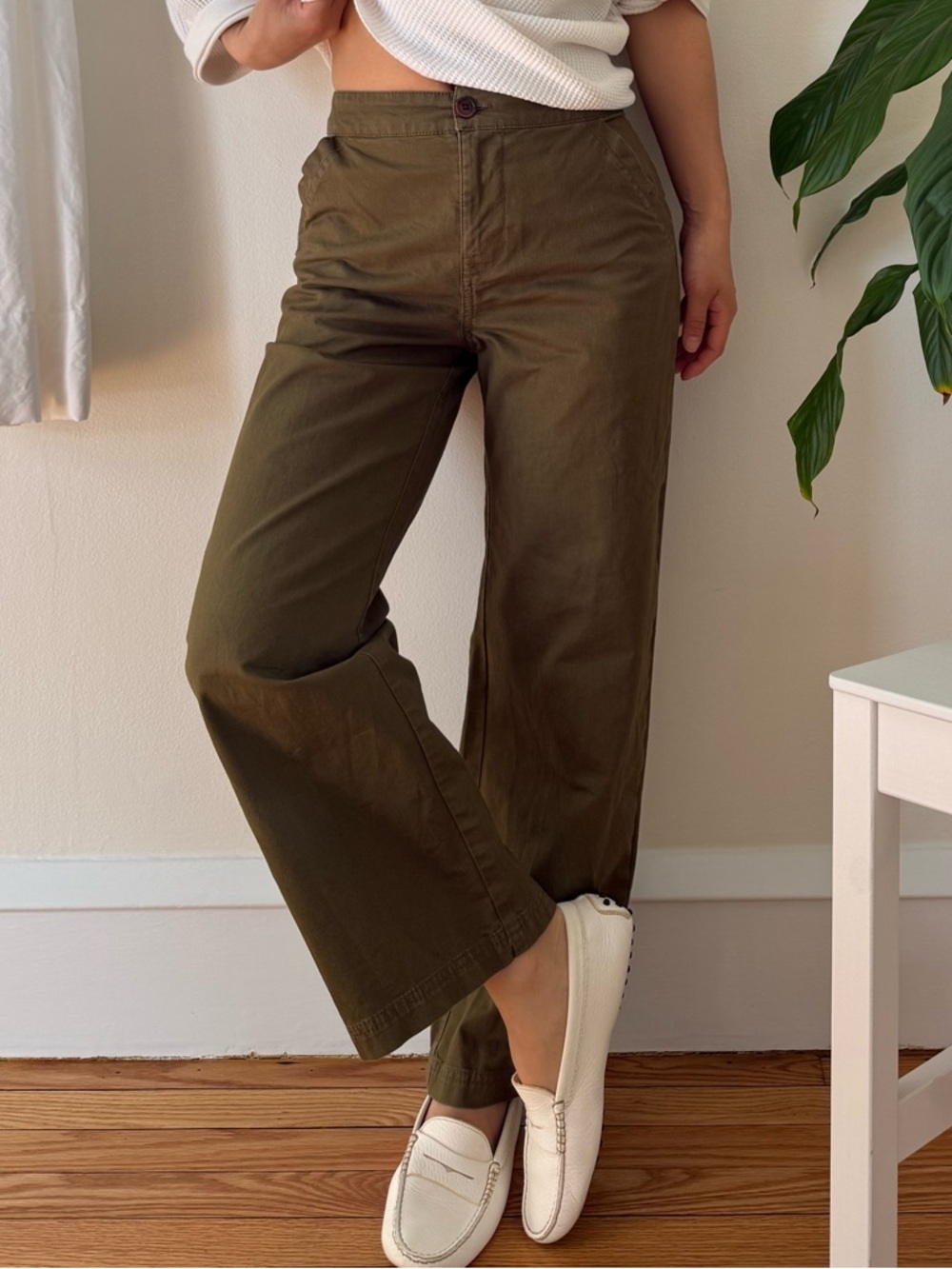 Pact Organic Cotton Olive Green Chino Style French Work Surplus Pants Size XS - Picture 6 of 12